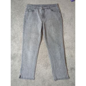 Diana Gilman Distressed Black Denim Jeans Women's Size 14P‎ Ankle Zipper